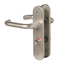 Nemef 3253 WC Rs Beslag kortschild afgerond | D kruk-kruk | beslagset | geveerd | krukstift 8mm | F1 aluminium | WC72 | draairichting rechts - - thumbnail