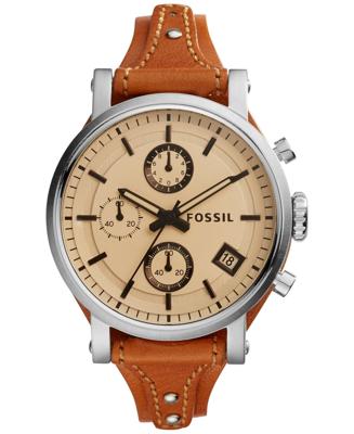 Fossil Dames ES4046 'Original Boyfriend' chronograaf bruin lederen horloge Fossil Dames ES4046 'Original Boyfriend' chronograaf bruin lederen horloge
