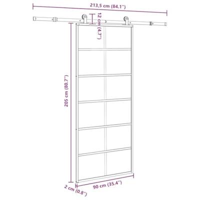 Schuifdeur met beslag 90x205 cm ESG-glas en aluminium - thumbnail
