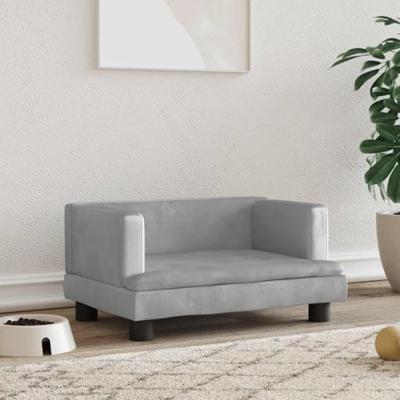 vidaXL Hondenmand 60x40x30 cm fluweel lichtgrijs, hondenbank, hondenbed, dierenmand, huisdierenbank, huisdierenmand, dierenbed, huisdierenbed