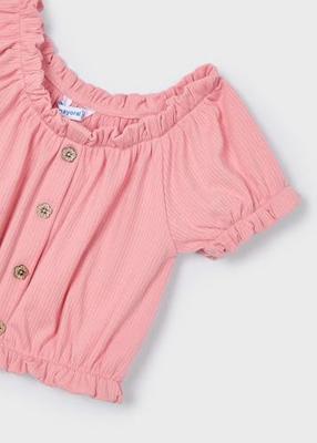 Mayoral Zomer t-shirt S/S meisjes - zalm roze