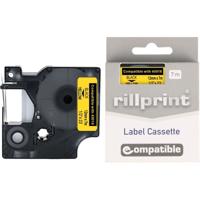 Rillprint compatible D1 tape voor Dymo 45018, 12 mm, zwart op geel - thumbnail