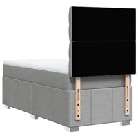 Boxspring met matras stof lichtgrijs 90x200 cm - thumbnail