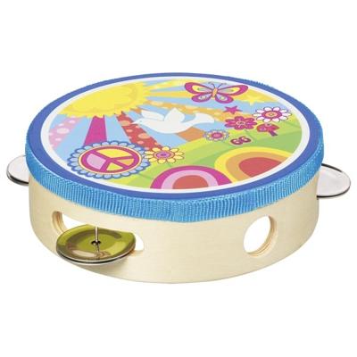 Goki houten tamboerijn met belletjes zonneschijn