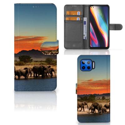 Motorola Moto G 5G Plus | Telefoonhoesje | Met pasjeshouder | Olifanten