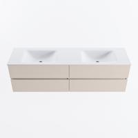 MONDIAZ VICA 170cm badmeubel onderkast Linen 4 lades. Wastafel CLOUD dubbel zonder kraangat, kleur Talc. - thumbnail