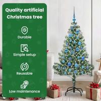 VidaXL Kunstmatige kerstboom sneeuw gevlochten met led licht 150 cm - thumbnail