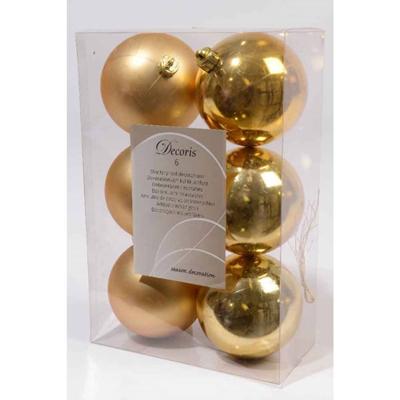 6 kerstballen licht goud 80 mm KSD - Ksd
