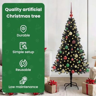 VidaXL Kerstboom met 150 led met standaard zwart 150 cm pvc
