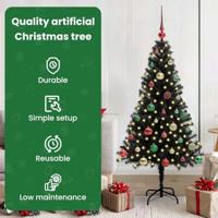 VidaXL Kerstboom met 150 led met standaard zwart 150 cm pvc - thumbnail