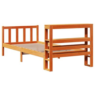 Bedframe met hoofdbord massief grenenhout wasbruin 135x190 cm