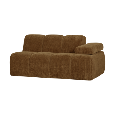 Woood Mojo 1,5-zits bank arm rechts ribstof Honinggeel