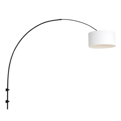 Steinhauer Wand BooglampSparkled zwart met witte kap - 8138ZW