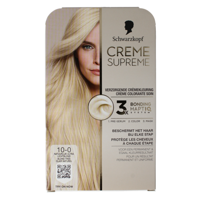 Schwarzkopf Creme supreme 10-0 licht blond 1 Stuks Schwarzkopf Creme supreme 10-0 licht blond 1 Stuks