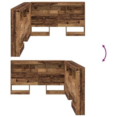 Opberghoofdbord met plank Oud hout 120 cm Bewerkt hout