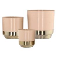 Daan Kromhout Bloempot madras metaal beige/goudkleurig 15 cm set van 3 | 6 stuks - thumbnail
