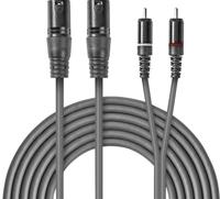 XLR-Audiokabel | 2x XLR 3-pins male - 2x RCA male | 1,5 m | Grijs - thumbnail