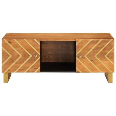 Salontafel 100x54x40 cm massief mangohout bruin en zwart