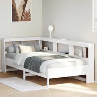 Bed met boekenkast zonder matras grenenhout wit 120x190 cm - thumbnail