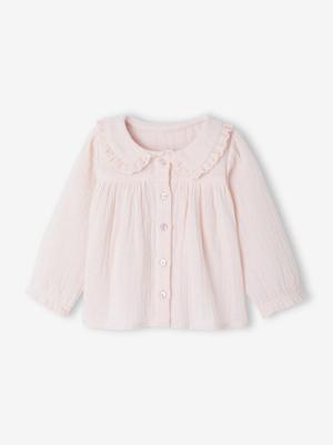Babyblouse van katoengaas lichtroze