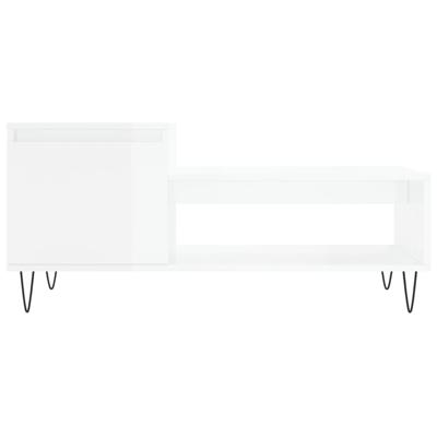 Salontafel 100x50x45 cm bewerkt hout hoogglans wit