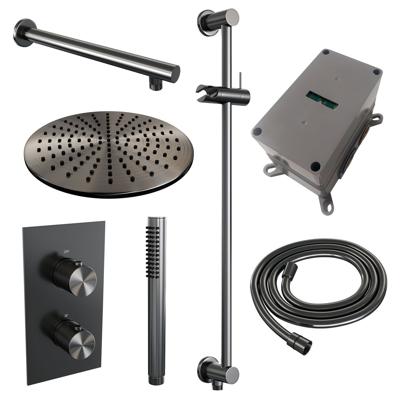 Gunmetal Carving thermostatische inbouw regendouche set met 3-weg omstelling