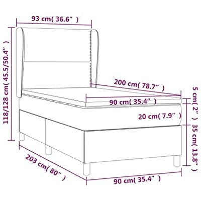 Boxspring met matras fluweel donkergrijs 90x200 cm