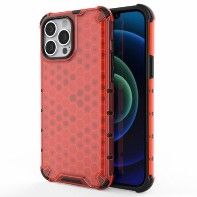 Lunso - Honinggraat Armor Backcover hoes - iPhone 13 Pro Max - Rood