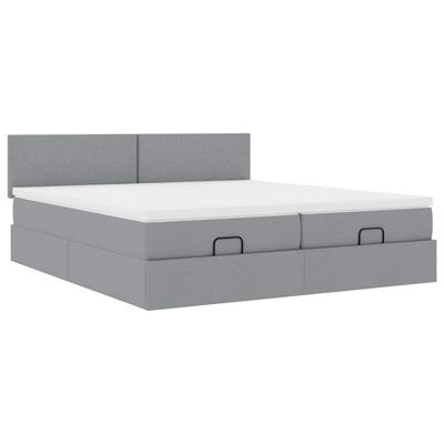 Ottoman bed met matrassen 160x200cm stof lichtgrijs