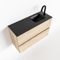 MONDIAZ ADA 80cm toiletmeubel washed oak. LEX wastafel urban rechts 1 kraangat - thumbnail