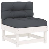 6-delige Loungeset met kussens massief hout wit - thumbnail