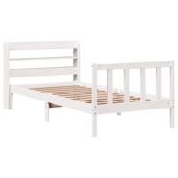 Bedframe zonder matras massief grenenhout wit 90x190 cm - thumbnail