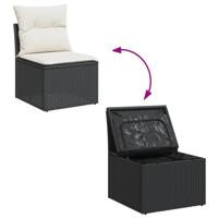 6-delige Loungeset met kussens poly rattan zwart - thumbnail