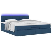 Ottoman bed met matras en LED's 160x200cm stof blauw - thumbnail