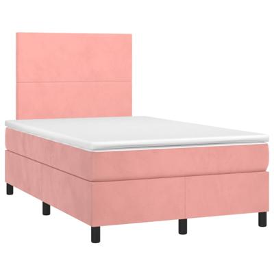 Boxspring met matras fluweel roze 140x190 cm