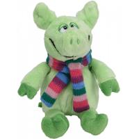 Tender Toys knuffelvarken met sjaal 19 cm groen - thumbnail