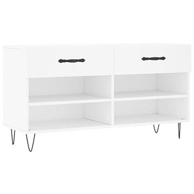 VidaXL Schoenenbank 102x35x55 cm bewerkt hout wit VidaXL Schoenenbank 102x35x55 cm bewerkt hout wit