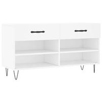 VidaXL Schoenenbank 102x35x55 cm bewerkt hout wit - thumbnail