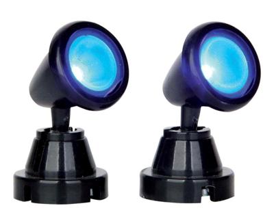 Lemax round spot light, blue s/2 verlichte kerstdorp accessoire 2015
