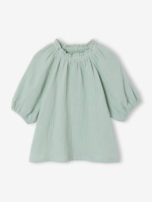 Blouse voor meisjes van katoengaas saliegroen