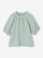 Blouse voor meisjes van katoengaas saliegroen - thumbnail