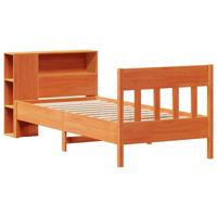 Bed met boekenkast zonder matras grenenhout wasbruin 100x200 cm - thumbnail