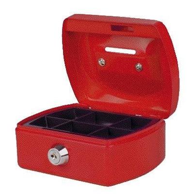 Geldkist pavo met muntgleuf 125x95x60mm rood