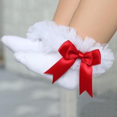 3 paar Bow Lace sokken Baby katoen Ankle sokken maat: S (witte sokken rode Bow) 3 paar Bow Lace sokken Baby katoen Ankle sokken maat: S (witte sokken rode Bow)