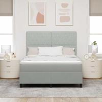 Boxspring bed met matras Lichtgrijs 140 x 200 cm Fluweel - thumbnail