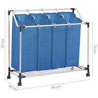 Wassorteerder met 4 zakken staal blauw - thumbnail