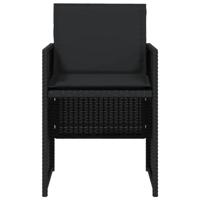 Tuinstoelen 4 st met kussens poly rattan zwart - thumbnail