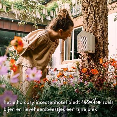 Insectenhotel cosy insect hotel d18 h23 cm paddenstoel beige bloempot elho - Elho