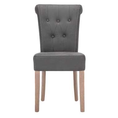 Eetkamerstoel Serra - lederlook - grijs (2 stuks)