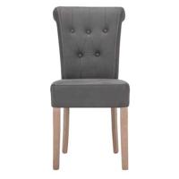 Eetkamerstoel Serra - lederlook - grijs (2 stuks) - thumbnail